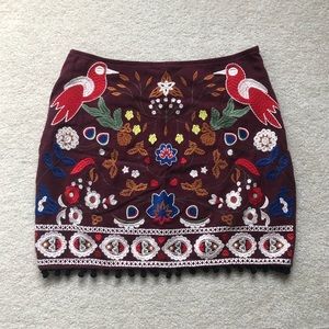Altar’d State Maroon Embroidered Skirt